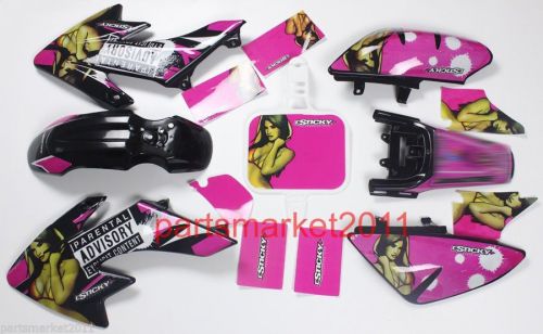 Black plastics &amp; 3m girl decals graphics for honda crf50 xr50 bike thumpstar ssr