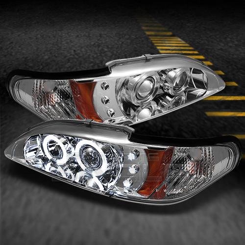 94-98 ford mustang 2in1 chrome halo projector led headlights+corner signal