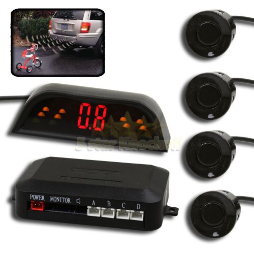 1x aftermarket wireless parking back up reverse sensor radar kit 4pc black led