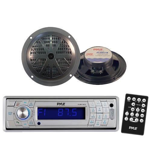 Indash marine sd usb am/fm mp3 receiver &amp; wireless bluetooth /2 5.25&#034; speakers