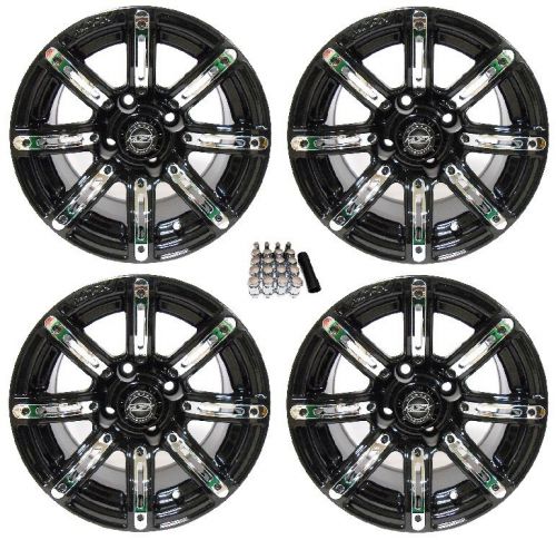 Madjax 12&#034; illusion black/chrome golf cart wheels/rims ez-go &amp; club car