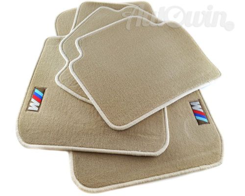 Bmw 1 series e81 e82 floor mats beige with rubber background /// m logo lhd