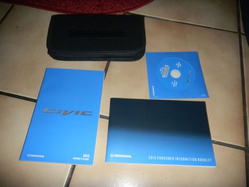 2015 honda civic sedan owners manual set with case + free shipping