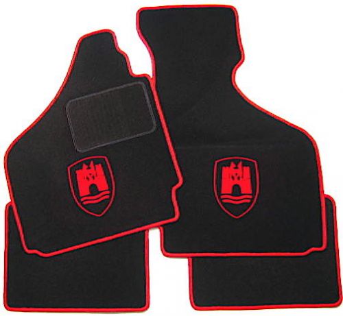 Black/red wolfsburg floor mats for  vw karmann ghia type 14 coupe