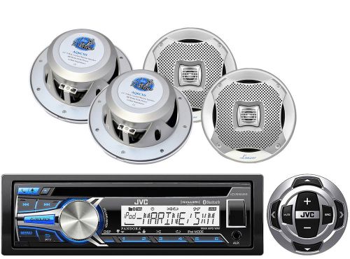 4 lanzar marine 6.5&#034; speakers, jvc marine bluetooth usb cd radio &amp; wired remote