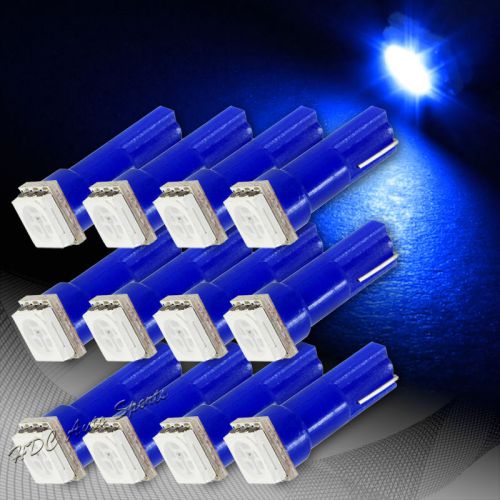 12x blue 1 smd led t5 interior instrument dashboard wedge socket light lamp bulb