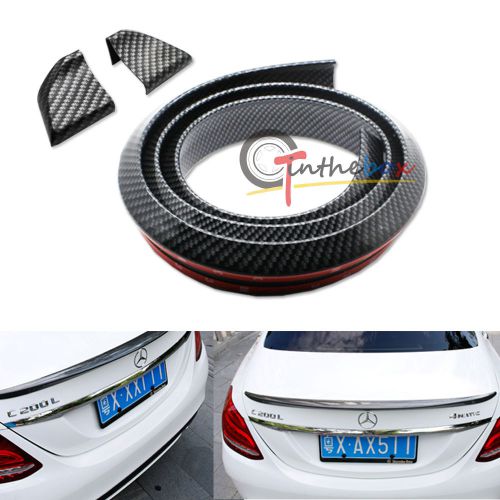 Universal 4.5ft carbon fiber pu car rear roof trunk spoiler wing lip sticker kit