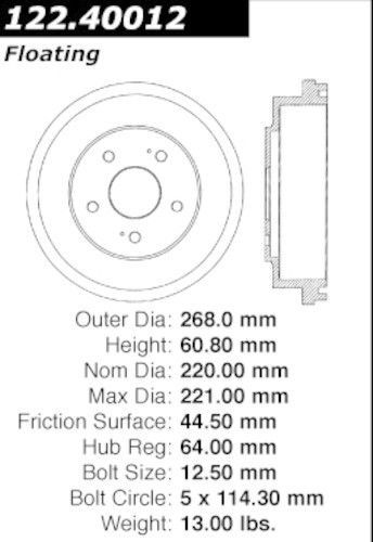 Centric parts 122.40012 rear brake drum