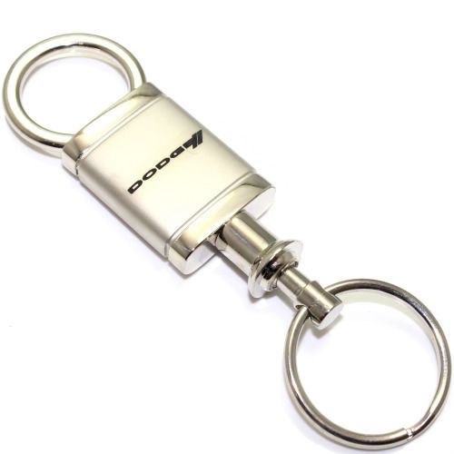 Dodge stripes logo metal satin chrome valet pull apart key chain ring fob