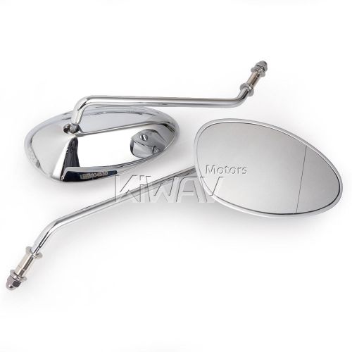 Stock look oval mirrors tall stem chrome cnc for harley sportster w/drag hanger