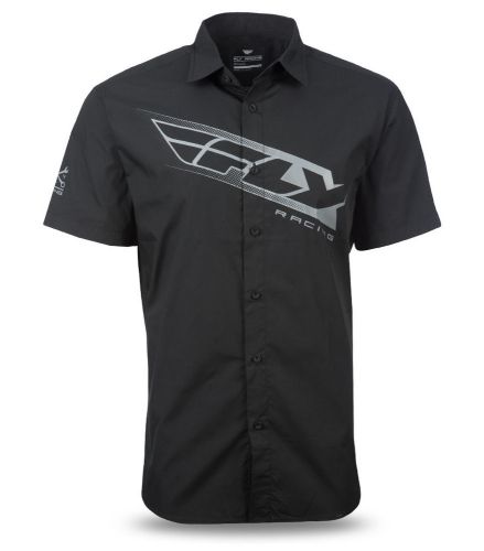 Fly racing casual men&#039;s pit shirt black slim fit short sleeve shirt
