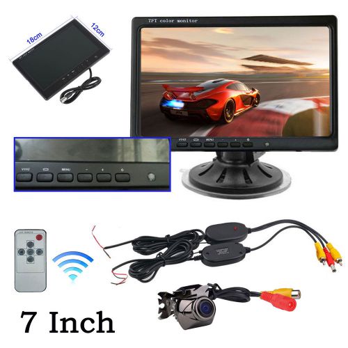 7&#034; hd car rearview mirror monitor wireless night vision backup reverse camera