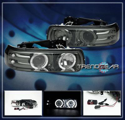 99-02 silverado/00-06 tahoe suburban halo led projector headlight smoke 03 04 05