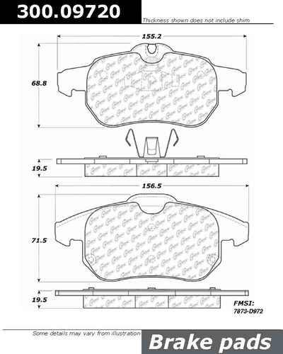 Centric 300.09720 brake pad or shoe, front-premium semi-met pads w/shims