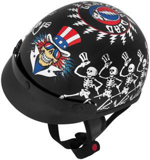 River road grateful dead dancing skeletons half helmet w/ visor black xl/x-large