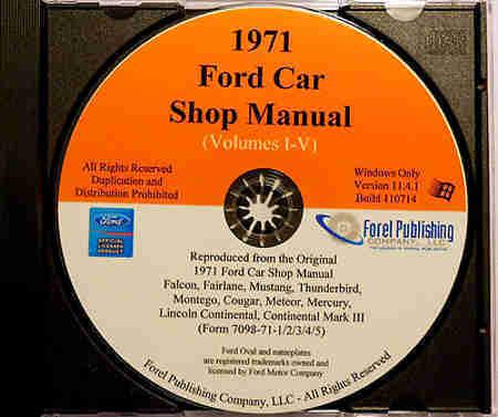 1971 ford repair shop manual cd brougham gt ranchero falcon futura thunderbird