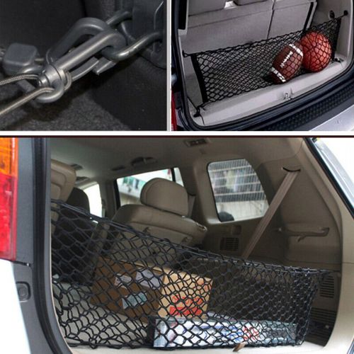 Refit car rear cargo trunk storage net mesh adjustable organizer pocket w/hooks