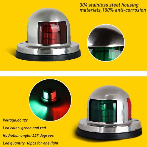 2in1 red &amp; green 16-led navigation lights marine bow light lamp for boat pontoon