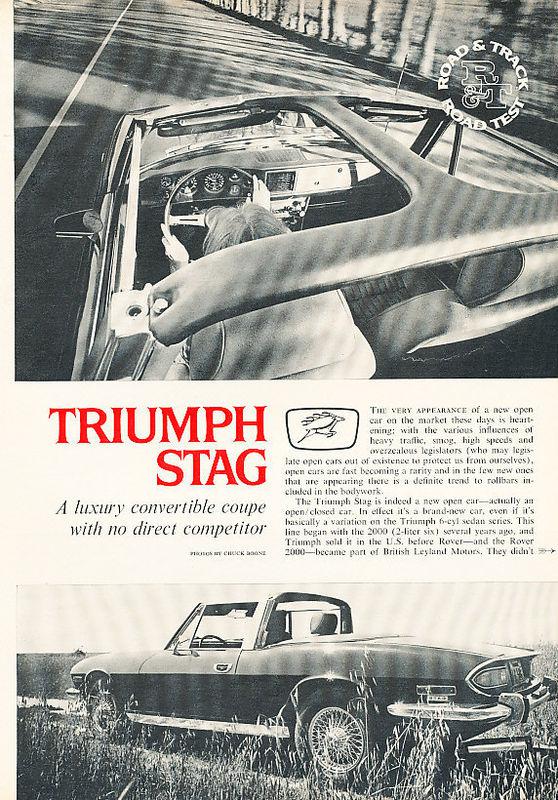 1971 triumph stag classic original road test print article - g9