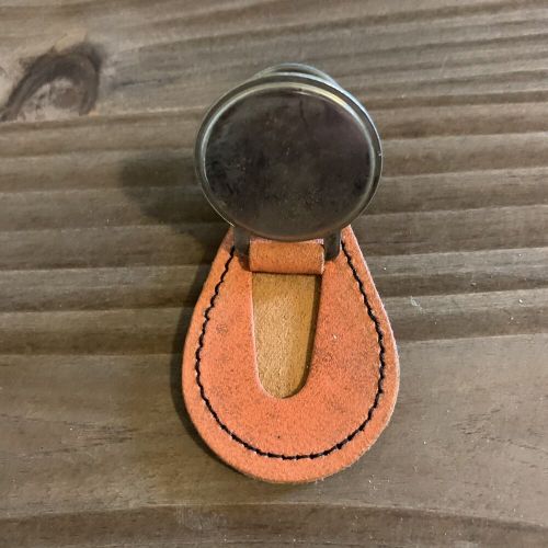 Mercury monarch car key chain ring fob leather orange silver vtg 1970s house rv