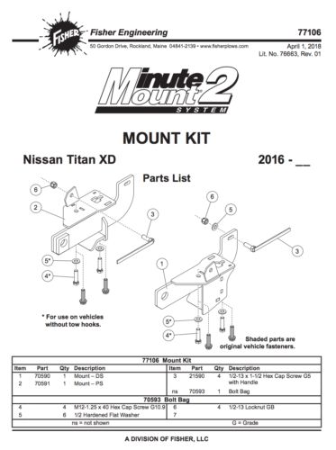 77106 plow mount 2016-2023 nissan titan xd fisher mm2 mm