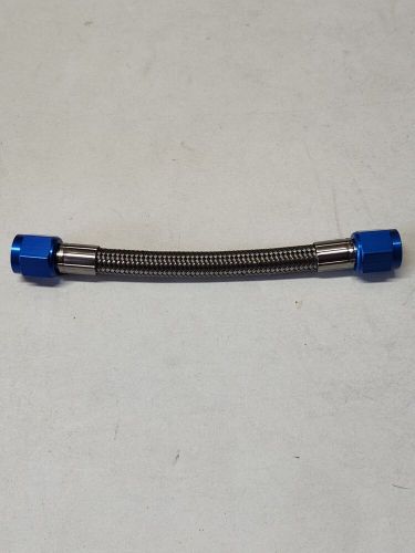 6an 6&#034; nitrous oxide or fuel line stainless braided hose blue ends