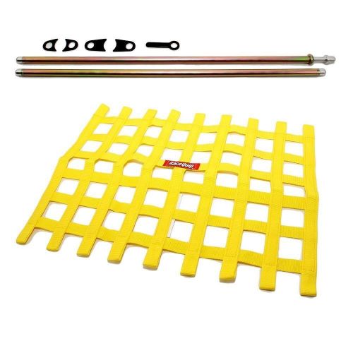 Racequip yellow window net and mounting install kit non sfi circle track racing