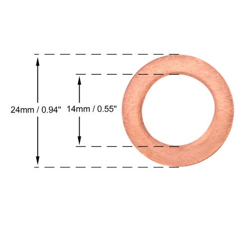 20pcs copper washer flat sealing gasket ring spacer for car 14 x 24 x 1.5mm