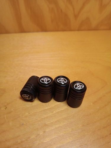 4x toyota tire valve stem caps for car, truck universal fitting (metallic black)