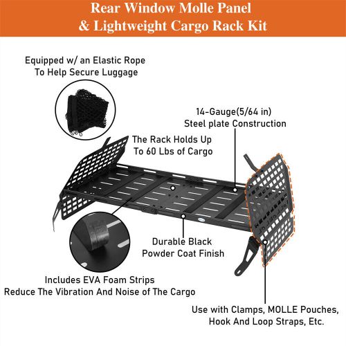 Fit 2010-2024 toyota 4runner interior cargo carrier shelf rack with molle panel