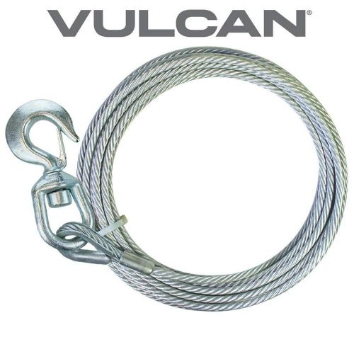 Vulcan winch cable with swivel hook - steel core - 3/8 inch x 75 foot - 14000...