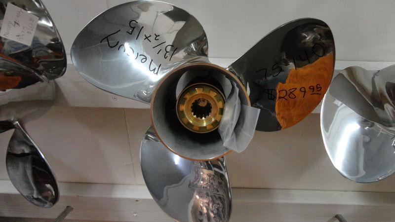 New mercury stainless rh propeller 13.5 x15 outboard boat prop ss 75-140hp