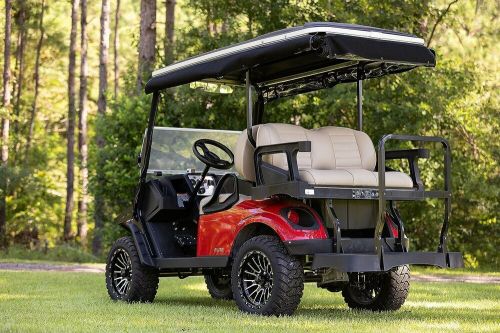 Red dot beige vinyl golf cart enclosure for  ezgo express s4 elite with 80&#034; top