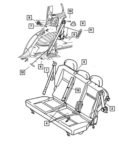 Genuine mopar rear outer seat belt right wf62xdvad