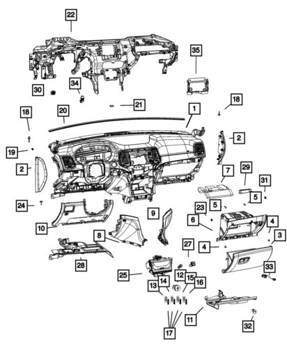 Genuine mopar glove box door bumper outboard 68209553aa