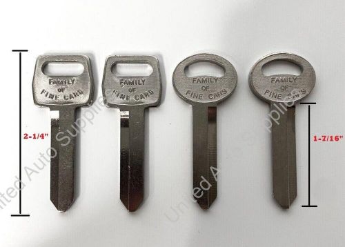 (set/4) blank keys for 1967-1993 ford - &#034;family of fine cars&#034; &amp; oval stamped