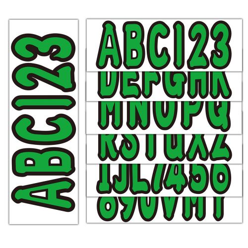 Green alpha-numeric registration identification numbers stickers decals for boat