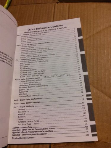 Snap On Scanner Chrysler Reference Manual Ninth Edition ZMT2500-1098-3, US $10.27, image 2