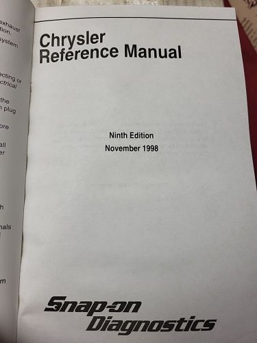 Snap On Scanner Chrysler Reference Manual Ninth Edition ZMT2500-1098-3, US $10.27, image 3