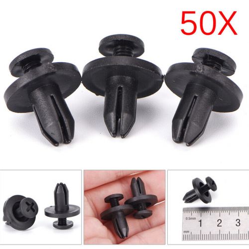 50pcs 6 mm auto car bumper fender retainer push black plastic clips fasten~na sp