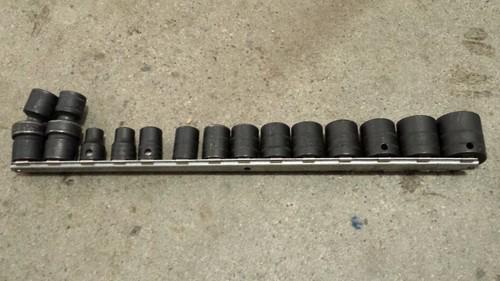 Snap-on 3/8 drive 8-24mm shallow impact socket set 14 piece set