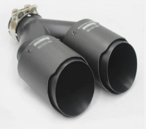 Car exhaust tip dual pipes end for akrapovic real carbon fiber id:2.5&#034; od:3.5&#034;