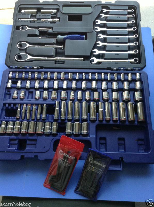 Kobalt ratchet socket mechanic's tool kit +case sae open box no res! 