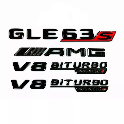 Gle63 s + amg+v8 biturbo 4matic+glossy black emblem badge for mercedes benz 2020