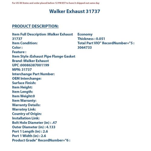 Walker exhaust 31737