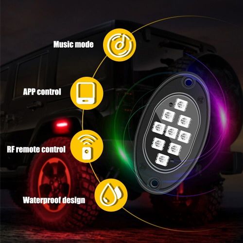 10pods rgb led rock lights underbody neon light bluetooth app remote control y