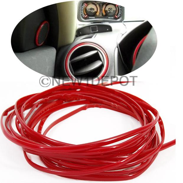 5m x 3mm red car moulding trim strip for headlight stereos shift knob universal
