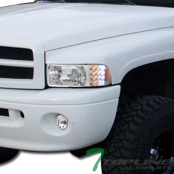 Factory style chrome drl led head lights lamps corner 1994-2002 dodge ram pickup