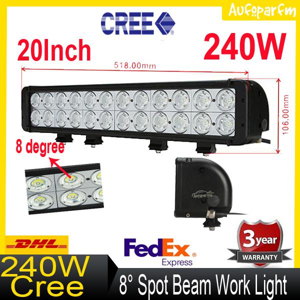 240w 20" cree spot beam offroad van jeep car 4x4 4wd work light bar save 300w