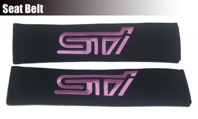 Pair of auto car seat belt shoulder pads cushion covers subaru sti black